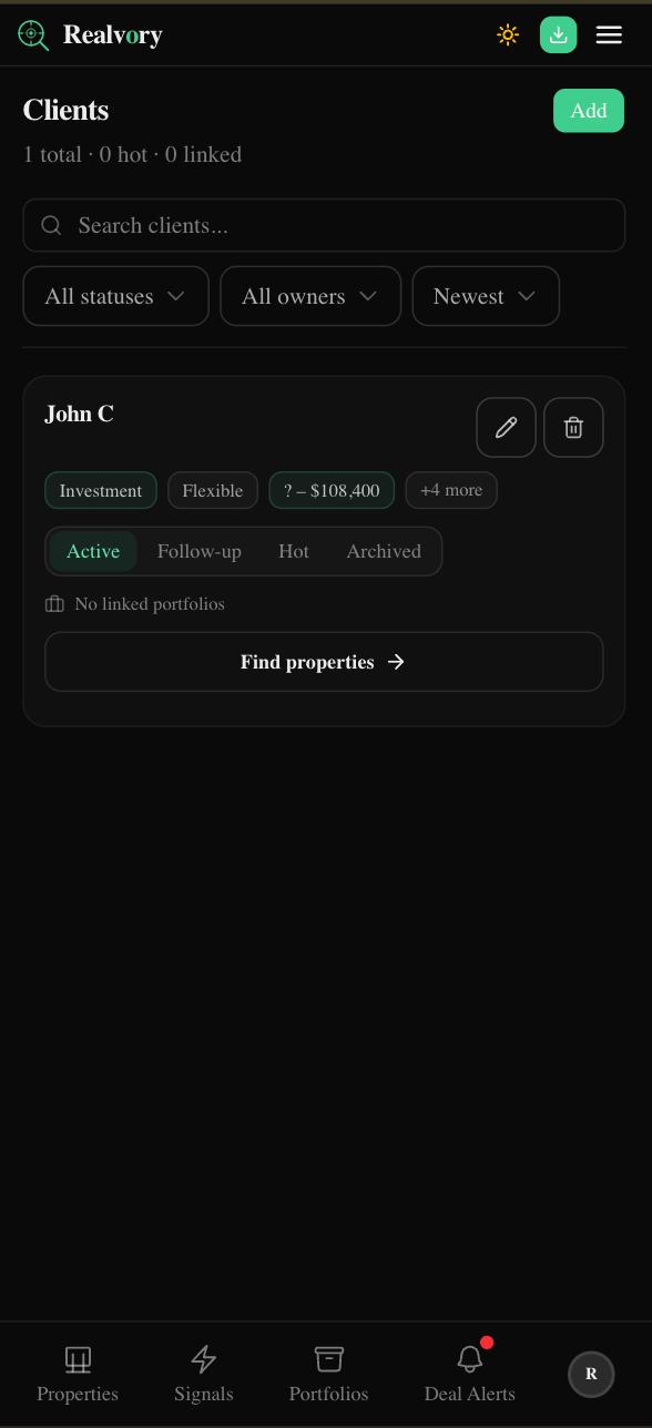 Build client-ready shortlists